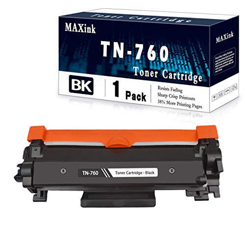 1-Pack Black TN-760 Toner Cartridge Repalcement for Brother DCP-L2550DW MFC-L2710DW L2750DW L2750DWXL HL-L2350DW L2370DW/DWXL L2390DW L2395DW Printer