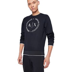 A|X ARMANI EXCHANGE mens Long Sleeve Sweatshirt With Big Logo Pullover Sweater, Navy, X-Small US