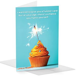super funny happy birthday card by witty yeti. 5″x7″ joke greeting card. hilarious adult gift for men or women. perfect idea to celebrate a 40th, 50th bday or sarcastic present for grandma and grandpa