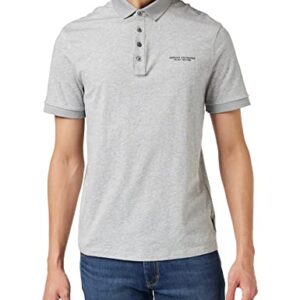 A|X ARMANI EXCHANGE mens Milano/Ny Logo Jersey Polo Shirt, Grey (Bros Bc06 Alloy Htr 3901), Large US