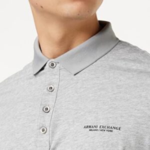 A|X ARMANI EXCHANGE mens Milano/Ny Logo Jersey Polo Shirt, Grey (Bros Bc06 Alloy Htr 3901), Large US