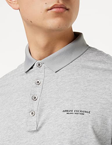 A|X ARMANI EXCHANGE mens Milano/Ny Logo Jersey Polo Shirt, Grey (Bros Bc06 Alloy Htr 3901), Large US