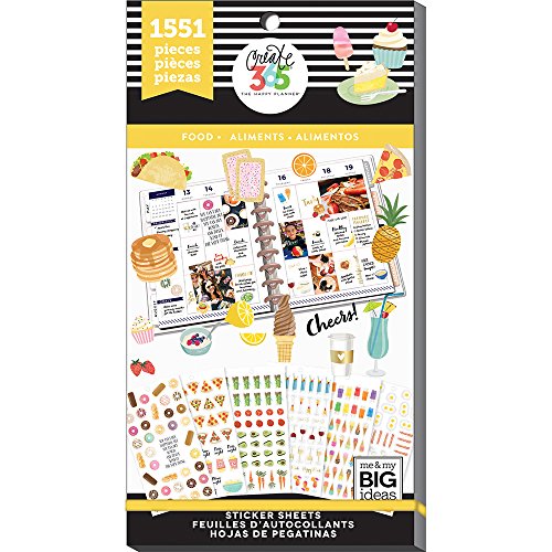 me & my BIG ideas Sticker Value Pack for Classic Planner - The Happy Planner Scrapbooking Supplies - Food Theme - Multi-Color & Gold Foil - Great for Projects & Albums - 30 Sheets, 1551 Stickers