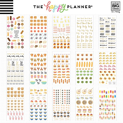 me & my BIG ideas Sticker Value Pack for Classic Planner - The Happy Planner Scrapbooking Supplies - Food Theme - Multi-Color & Gold Foil - Great for Projects & Albums - 30 Sheets, 1551 Stickers