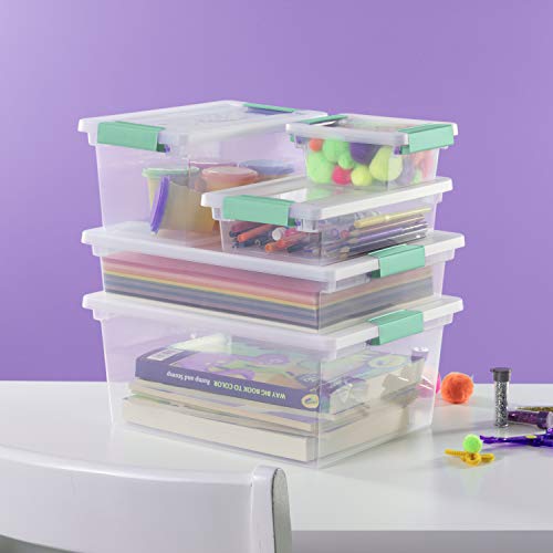 Sterilite Large 5.7 Qt Multi-Purpose File Clip Storage Box Organizing Tote Container with Latching Lid and Handles for Homes and Offices, (6 Pack)