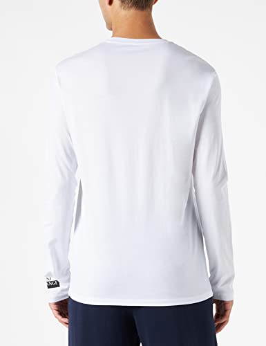 A|X ARMANI EXCHANGE Men's Contrast PU Logo Long Sleeve T-Shirt, White, XXL