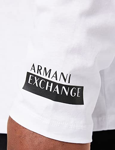 A|X ARMANI EXCHANGE Men's Contrast PU Logo Long Sleeve T-Shirt, White, XXL