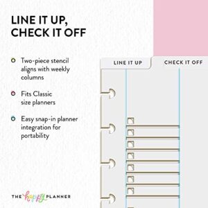 me & my BIG ideas Line It Up Check It Off Stencil - The Happy Planner Scrapbooking Supplies - Snap On to Discs for Portability - Add Lines or Checklists with Boxes and Circles - Fits Classic Size