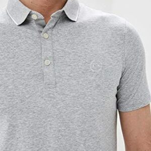 A|X ARMANI EXCHANGE Men's Short Sleeve Jersey Knit Polo, B09b Heather Grey, XXL