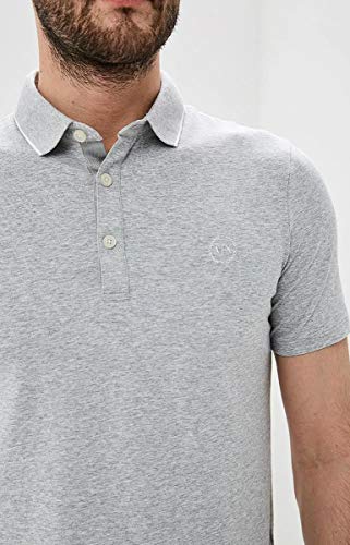 A|X ARMANI EXCHANGE Men's Short Sleeve Jersey Knit Polo, B09b Heather Grey, XXL