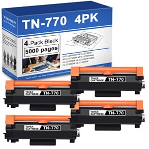 tink (4 pack) tn770 compatible tn-770 black high yield toner cartridge replacement for brother dcp-l2550dw mfc-l2710dw mfc-l2750dw mfc- tc-tn770-4pk