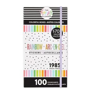 the happy planner sticker pack for calendars, journals and projects –multi-color, easy peel – scrapbook accessories – colorful boxes theme – 100 sheets, 1985 stickers total