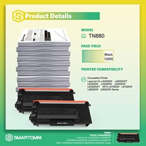 S SMARTOMNI Compatible TN880 TN-880 Toner Cartridge Replacement for Brother 880 TN880 for Brother HL-L6200DW HL-L6250DW HL-L6300DW HL-L6400DWT MFC-L6700DW MFC-L6800DW MFC-L6900DW Printer 2 Pack