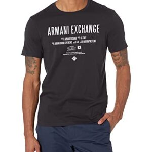 A|X ARMANI EXCHANGE Men's Movie Credits Logo Design Slim Fit T-Shirt, Black, S