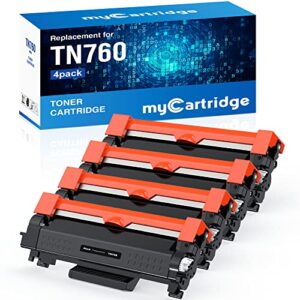 mycartridge tn760 toner cartridge black repalcement for brother tn760 tn 760 tn730 toner cartridge high yield for mfc-l2710dw mfc-l2750dw hl-l2370dw printer (4 pack)