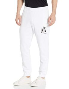 a|x armani exchange mens icon project embroidered logo jogger sweatpants, white, medium us