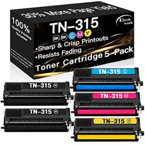 etechwork compatible toner cartridge replacement for tn315 tn-315 tn310 tn-310 use with brother hl-4150cdn hl-4570cdw hl-l4570cdwt mfc-9460cdn mfc-9970cdw printer (2xblack/cyan/magenta/yellow, 5-pack)