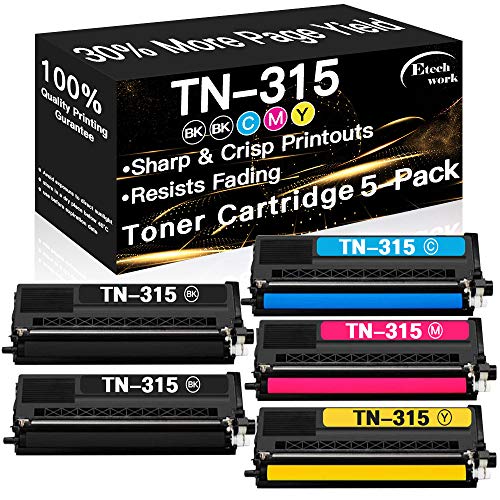 Etechwork Compatible Toner Cartridge Replacement for TN315 TN-315 TN310 TN-310 use with Brother HL-4150CDN HL-4570CDW HL-L4570CDWT MFC-9460CDN MFC-9970CDW Printer (2xBlack/Cyan/Magenta/Yellow, 5-Pack)