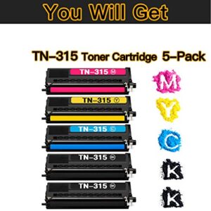 Etechwork Compatible Toner Cartridge Replacement for TN315 TN-315 TN310 TN-310 use with Brother HL-4150CDN HL-4570CDW HL-L4570CDWT MFC-9460CDN MFC-9970CDW Printer (2xBlack/Cyan/Magenta/Yellow, 5-Pack)