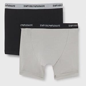 Emporio Armani Men's Stretch Cotton Classic Logo Boxer Brief, Black/Grey, Medium