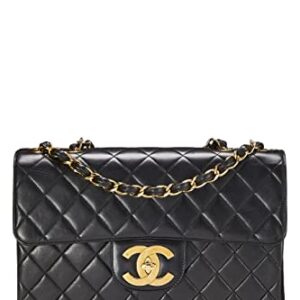 CHANEL, Pre-Loved Black Quilted Lambskin Half Flap Jumbo, Black