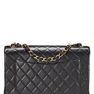 CHANEL, Pre-Loved Black Quilted Lambskin Half Flap Jumbo, Black