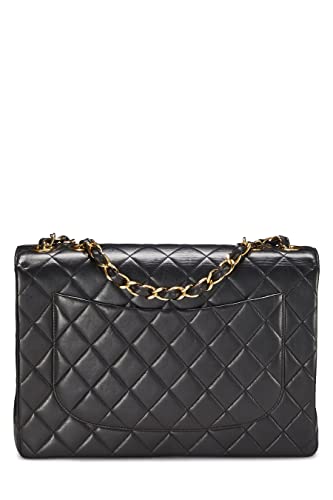 CHANEL, Pre-Loved Black Quilted Lambskin Half Flap Jumbo, Black