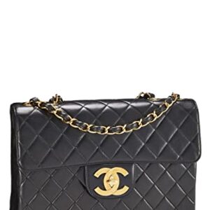 CHANEL, Pre-Loved Black Quilted Lambskin Half Flap Jumbo, Black