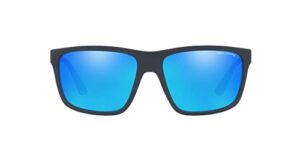 a|x armani exchange men’s ax4121sf low bridge fit square sunglasses, dark blue mirrored blue, 60 mm
