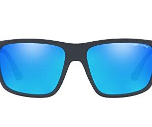 A|X ARMANI EXCHANGE Men's AX4121SF Low Bridge Fit Square Sunglasses, Dark Blue Mirrored Blue, 60 mm