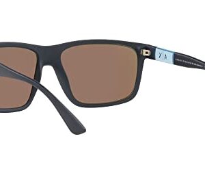 A|X ARMANI EXCHANGE Men's AX4121SF Low Bridge Fit Square Sunglasses, Dark Blue Mirrored Blue, 60 mm