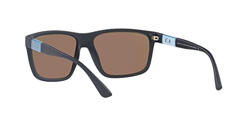 A|X ARMANI EXCHANGE Men's AX4121SF Low Bridge Fit Square Sunglasses, Dark Blue Mirrored Blue, 60 mm