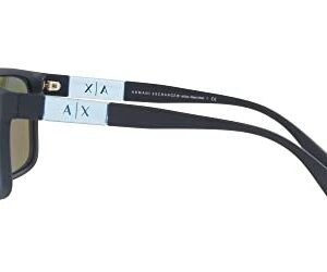 A|X ARMANI EXCHANGE Men's AX4121SF Low Bridge Fit Square Sunglasses, Dark Blue Mirrored Blue, 60 mm