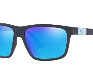 A|X ARMANI EXCHANGE Men's AX4121SF Low Bridge Fit Square Sunglasses, Dark Blue Mirrored Blue, 60 mm