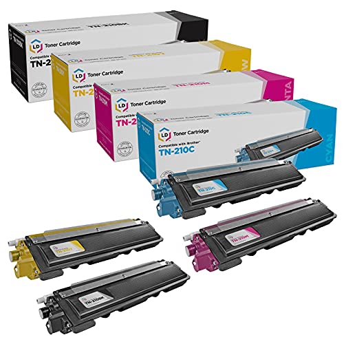 LD Compatible Toner Cartridge Replacement for Brother TN210 (Black, Cyan, Magenta, Yellow, 4-Pack)