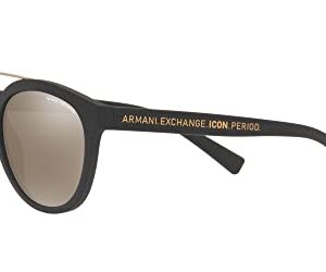 A|X ARMANI EXCHANGE AX4118S Round Sunglasses, Light Brown Mirrored Dark Gold, 54 mm