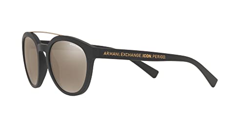 A|X ARMANI EXCHANGE AX4118S Round Sunglasses, Light Brown Mirrored Dark Gold, 54 mm