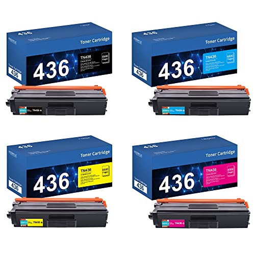 TN436 TN 436 Toner Replacement for Brother TN436 TN433 TN436BK TN436C TN436Y TN436M 4-Color Super High Yield Toner Cartridge Set use with MFC-L8900CDW HL-L8360CDW HL-L8260CDW MFC-L8610CDW MFC-L9570CDW