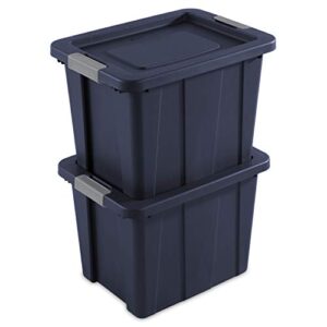 Sterilite Dark Indigo Lid & Base with Titanium Latching Tuff1 Tote, 18 Gallon, Pack of 6