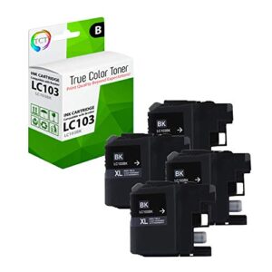 tct compatible ink cartridge replacement for brother lc103 lc103bk black works with brother mfc-j470dw j475dw j6920dw j285dw j870dw printers (600 pages) – 4 pack