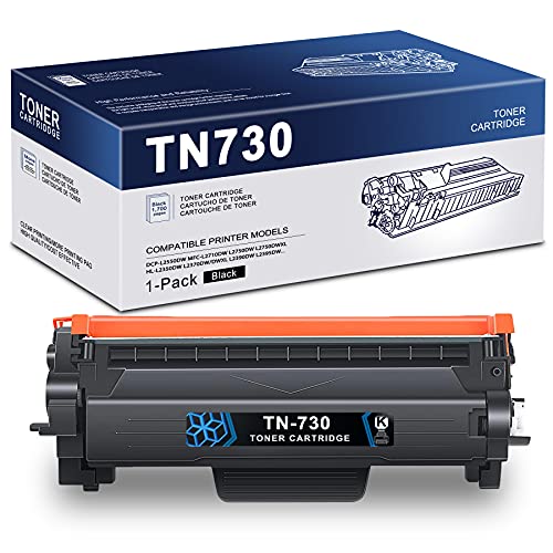 TN-730 1 Pack Black Toner Cartridge Compatible TN730 Replacement for Brother DCP-L2550DW MFC-L2710DW MFC-L2750DW MFC-L2750DWXL HL-L2350DW HL-L2370DW/DWXL HL-L2390DW HL-L2395DW Printers.