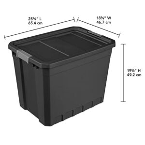 Sterilite Storage System Solution with 27 Gallon Heavy Duty Stackable Storage Box Container Totes with Grey Latching Lid for Home Organization, 4 Pack