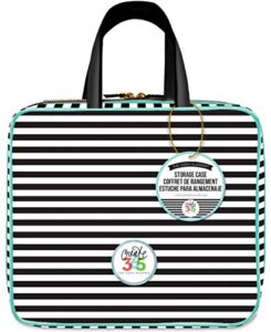 me & my big ideas storage case – the happy planner scrapbooking supplies – black & white stripe – holds your planner & accessories – zippered bag with handle & 2 removable pouches – 12 x 10.5 x 4 in.