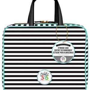 me & my BIG ideas Storage Case - The Happy Planner Scrapbooking Supplies - Black & White Stripe - Holds Your Planner & Accessories - Zippered Bag with Handle & 2 Removable Pouches - 12 x 10.5 x 4 in.