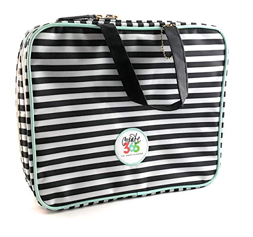 me & my BIG ideas Storage Case - The Happy Planner Scrapbooking Supplies - Black & White Stripe - Holds Your Planner & Accessories - Zippered Bag with Handle & 2 Removable Pouches - 12 x 10.5 x 4 in.