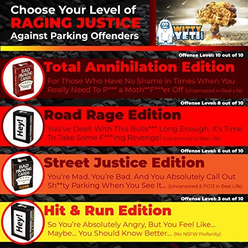 Witty Yeti Hilarious Bad Parking Cards Total Annihilation Edition 50 Pk 5 x 10 Sayings Perfect for Shaming Drivers. Funny Road Rage Revenge, Gag Gift, Prank Insult Set and White Elephant Novelty