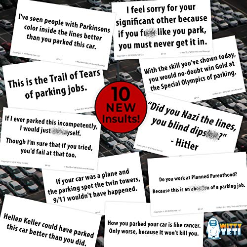 Witty Yeti Hilarious Bad Parking Cards Total Annihilation Edition 50 Pk 5 x 10 Sayings Perfect for Shaming Drivers. Funny Road Rage Revenge, Gag Gift, Prank Insult Set and White Elephant Novelty