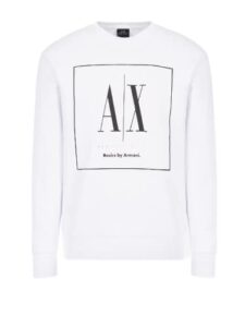 armani exchange men’s basics by armani cotton crewneck sweatshirt, white, medium