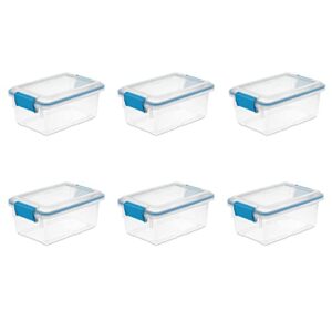 sterilite 19414306 gasket box, 7.5 quart, clear base and lid with blue latches