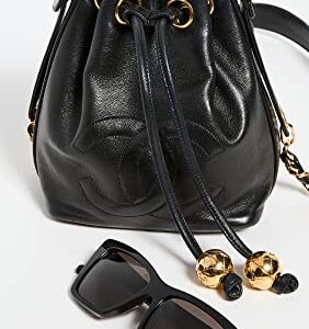 CHANEL Women's Pre-Loved Black Lambskin Bucket Mini Bag, Black, One Size